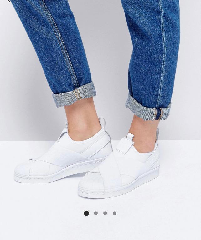 Adidas originals superstar clearance slip on white