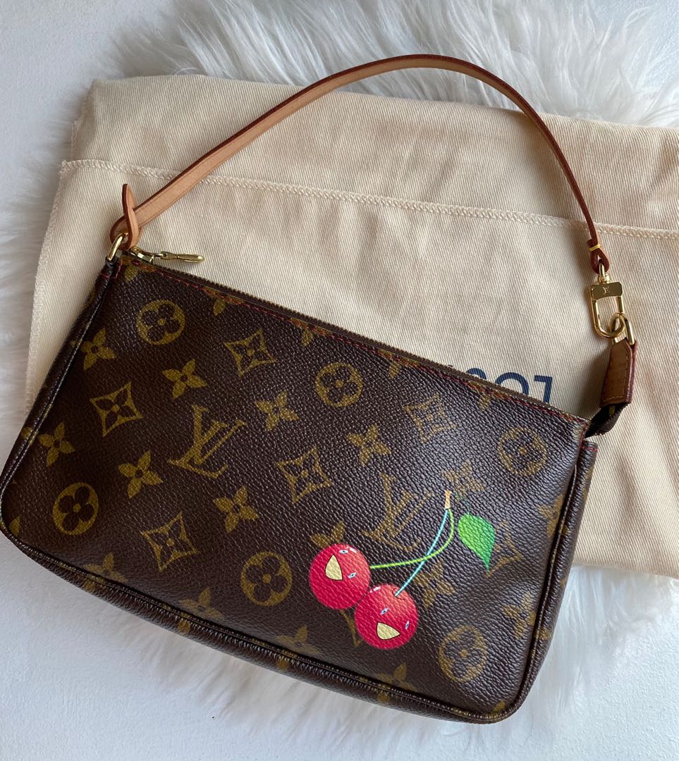 Sold out**Louis Vuitton × Takashi Murakami Cherry Pochette Accessoires with  strap from 2005. AMORE meets LV x MURAKAMI POPUP Store at…