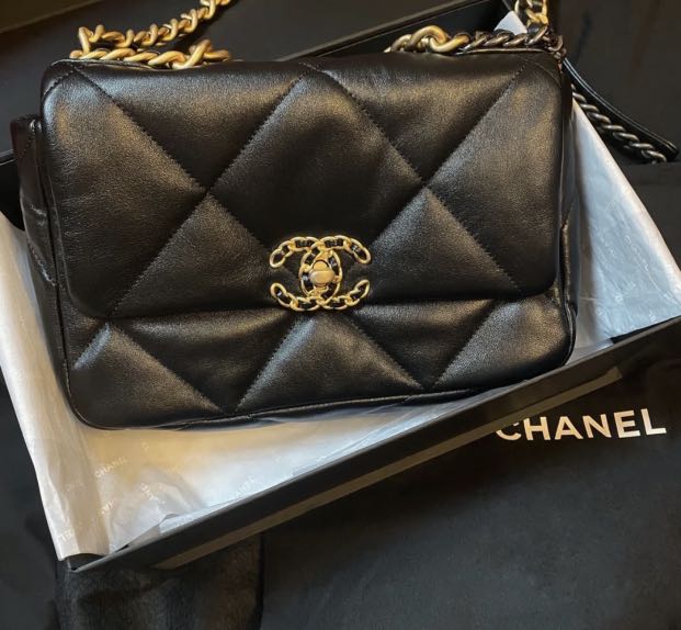 621px x 574px - Chanel 19 Medium Black Goatskin, Luxury, Bags & Wallets on Carousell