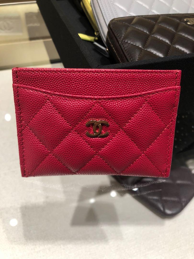Chanel red card holder sale