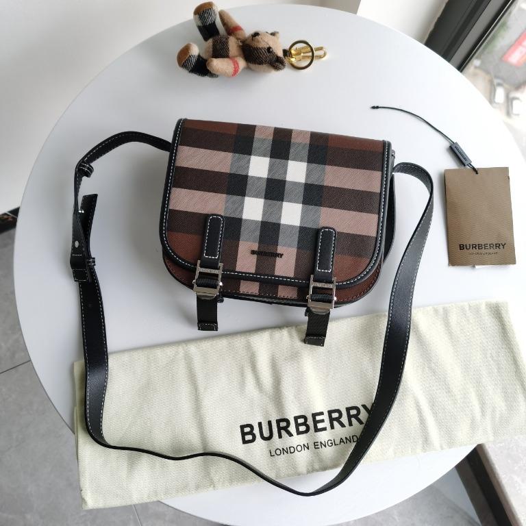 Burberry check canvas crossbody top bag