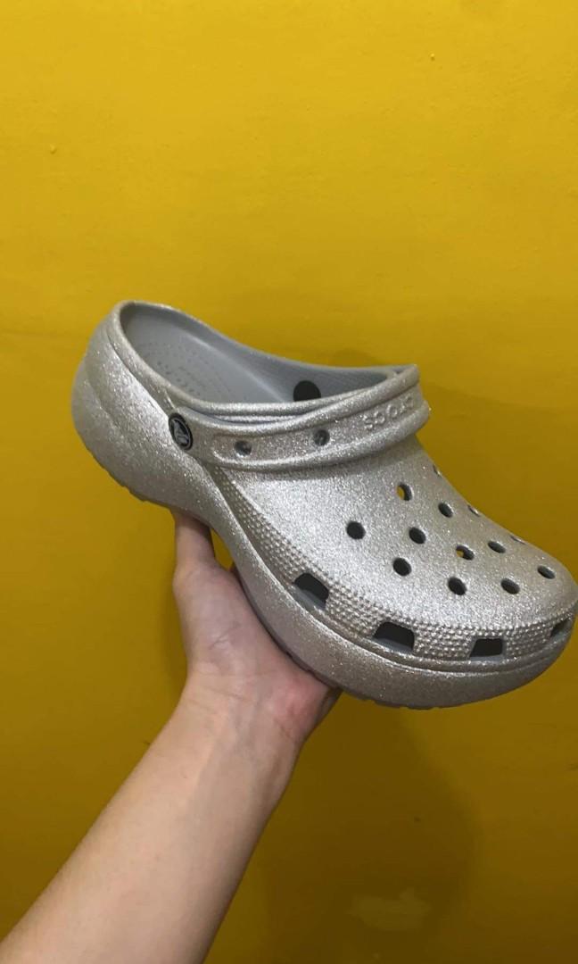 crocs glitter platform shoes