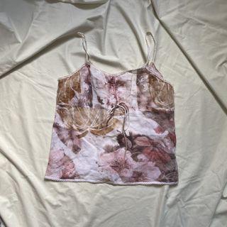 floral vintage y2k cami crop top thrifted cottagecore