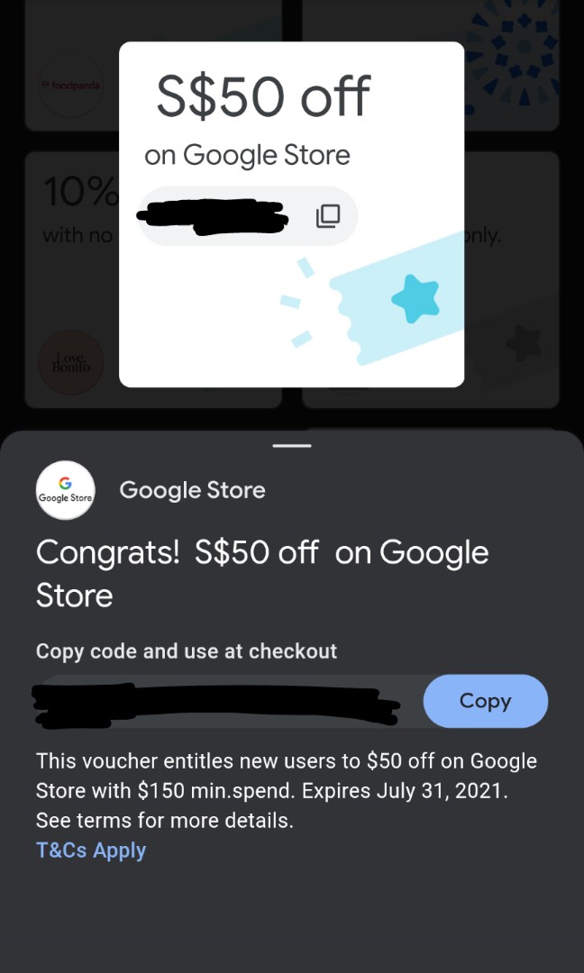 Google store 50 off promo code voucher, Tickets & Vouchers, Store