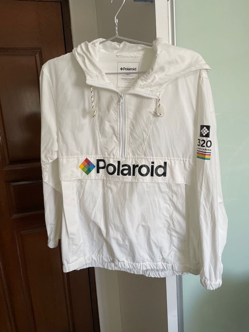 White polaroid clearance windbreaker