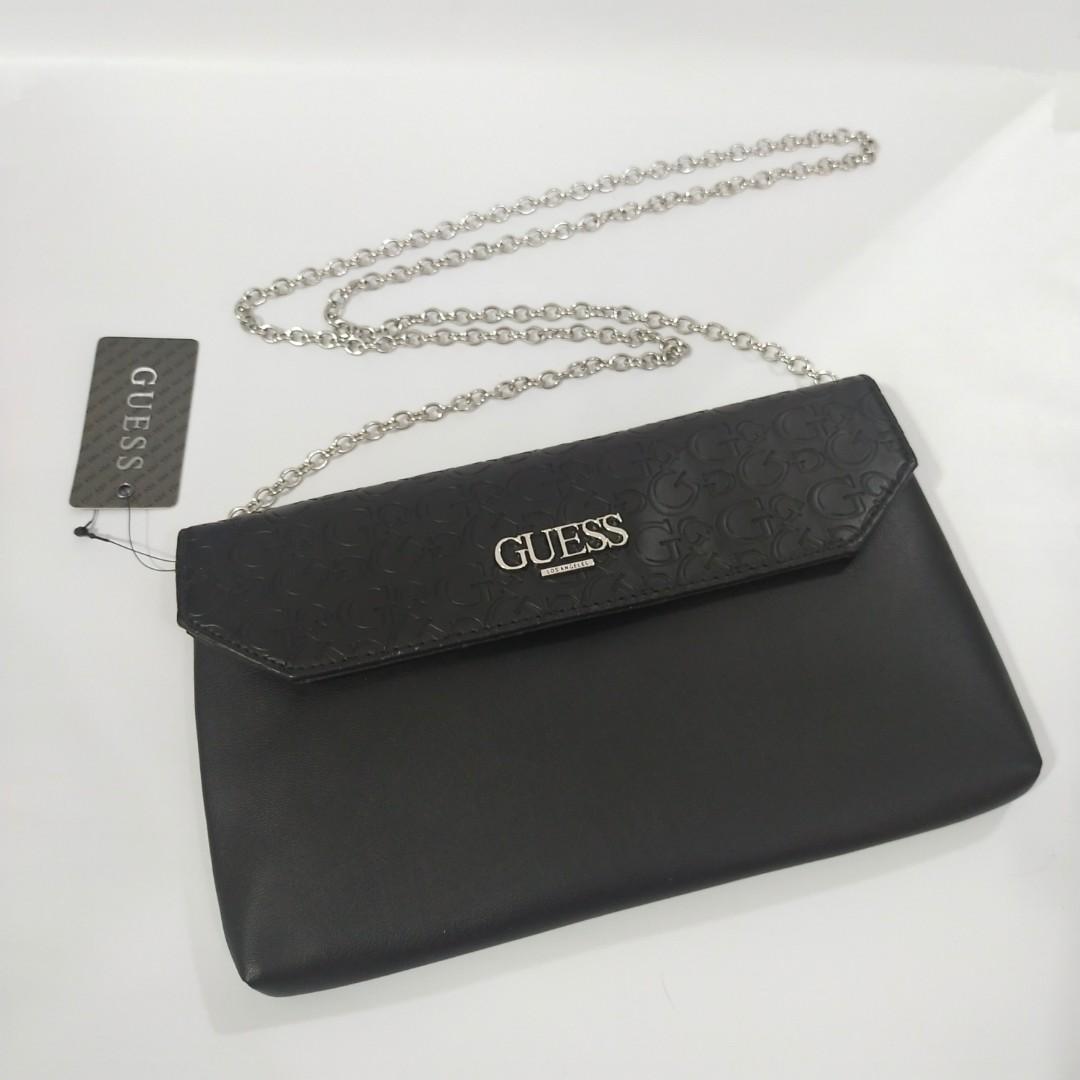 Guess Harper Black Logo Clutch Sling Bag Women s Fashion Bags Wallets Clutches on Carousell