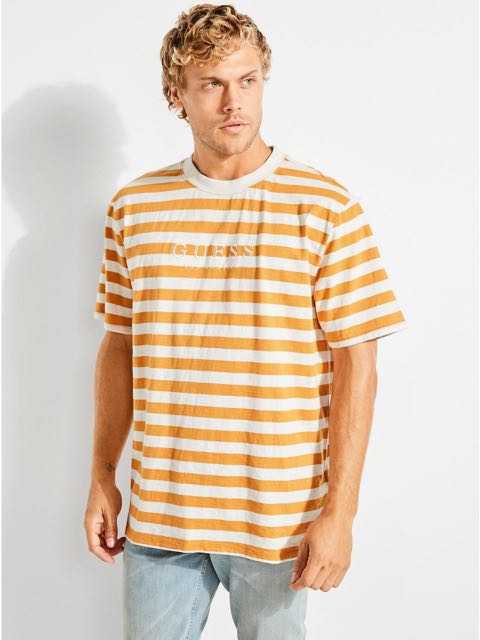 Guess t-shirt stripe 100% authentic, Men's Fashion, Tops & Sets, Tshirts & Polo Shirts on Carousell