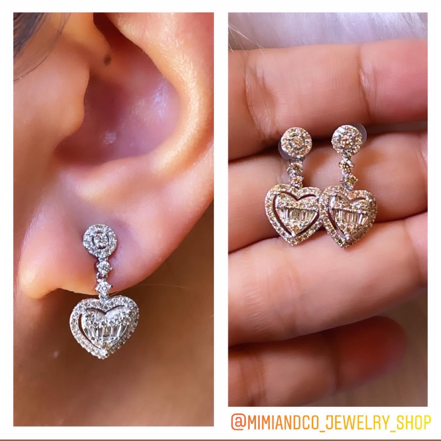 Diamond heart discount dangle earrings