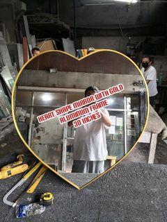 Heart shape mirror with gold aluminum frame