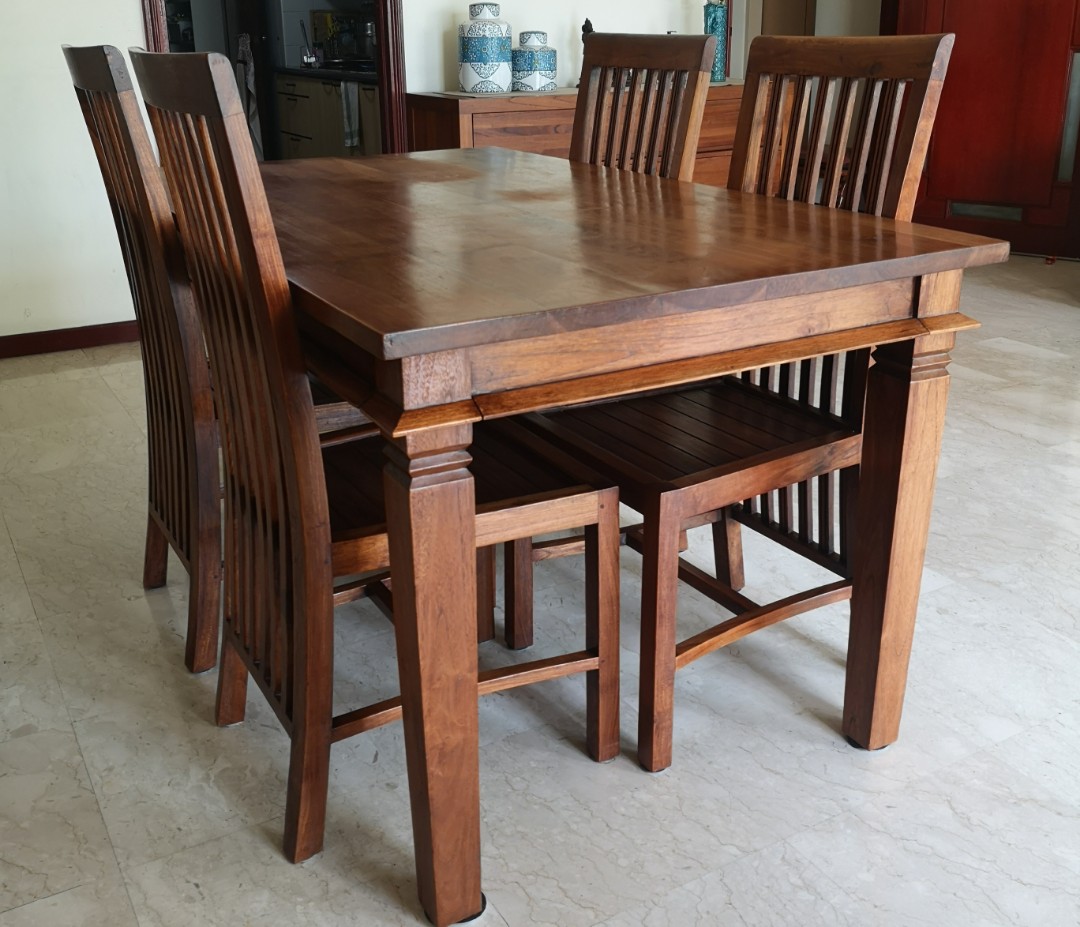 Indonesian Teak Dining table set with 4 chairs Furniture Home