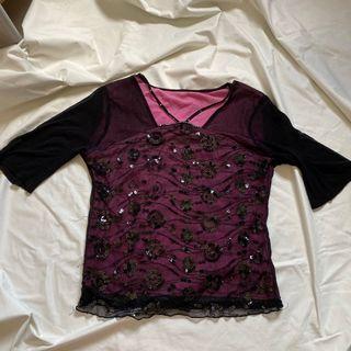 mesh y2k vintage cutout long sleeve top thrifted