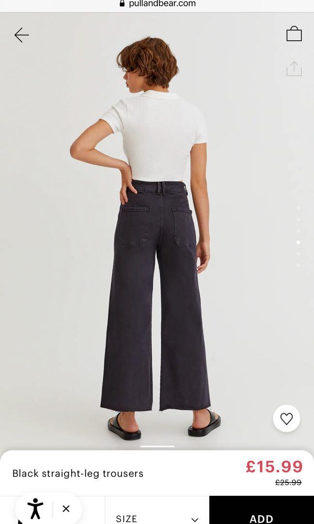 Pull\u0026Bear Straight Culottes Jeans, Fesyen Wanita, Pakaian Wanita, Bawahan  di Carousell