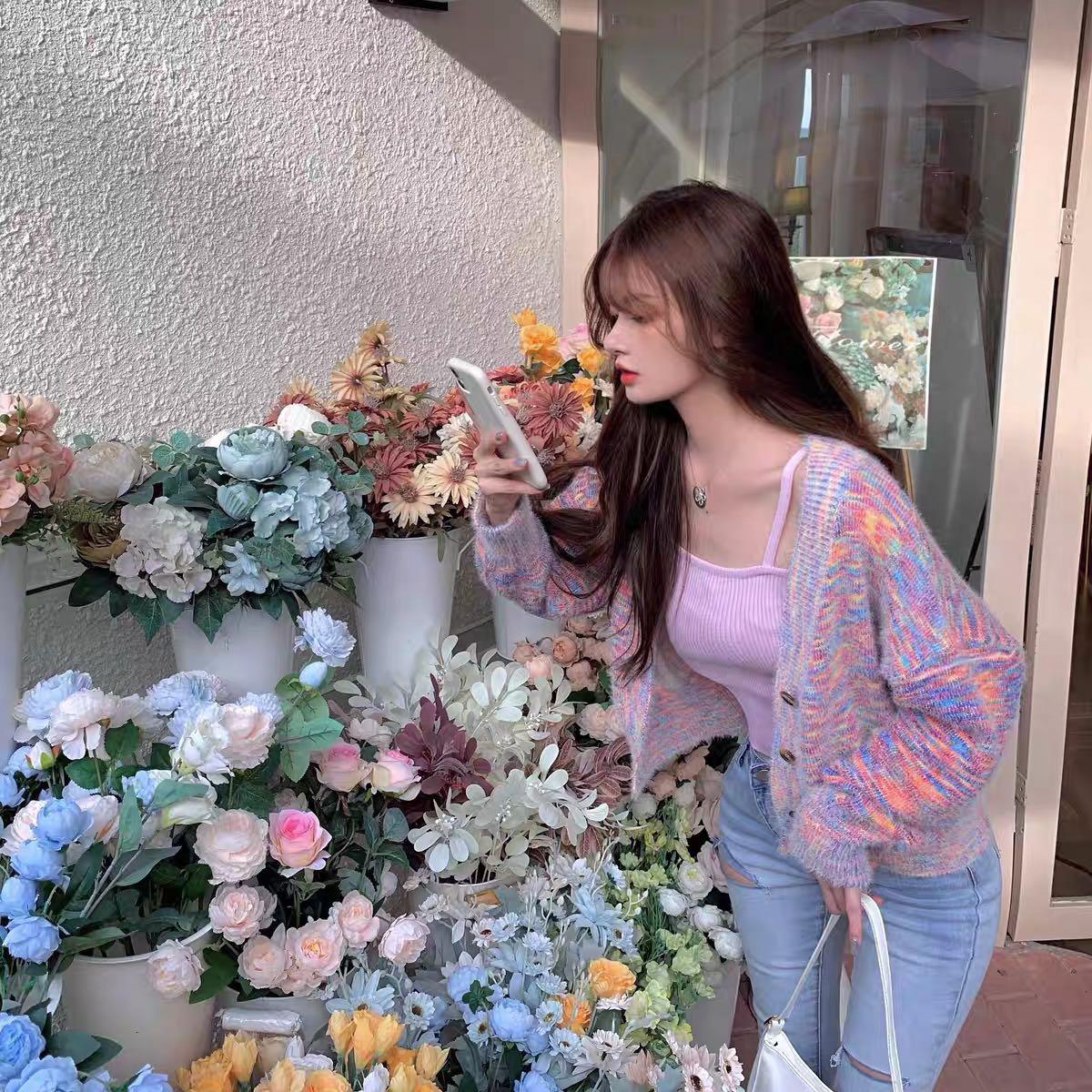 Candy rainbow cardigan shop