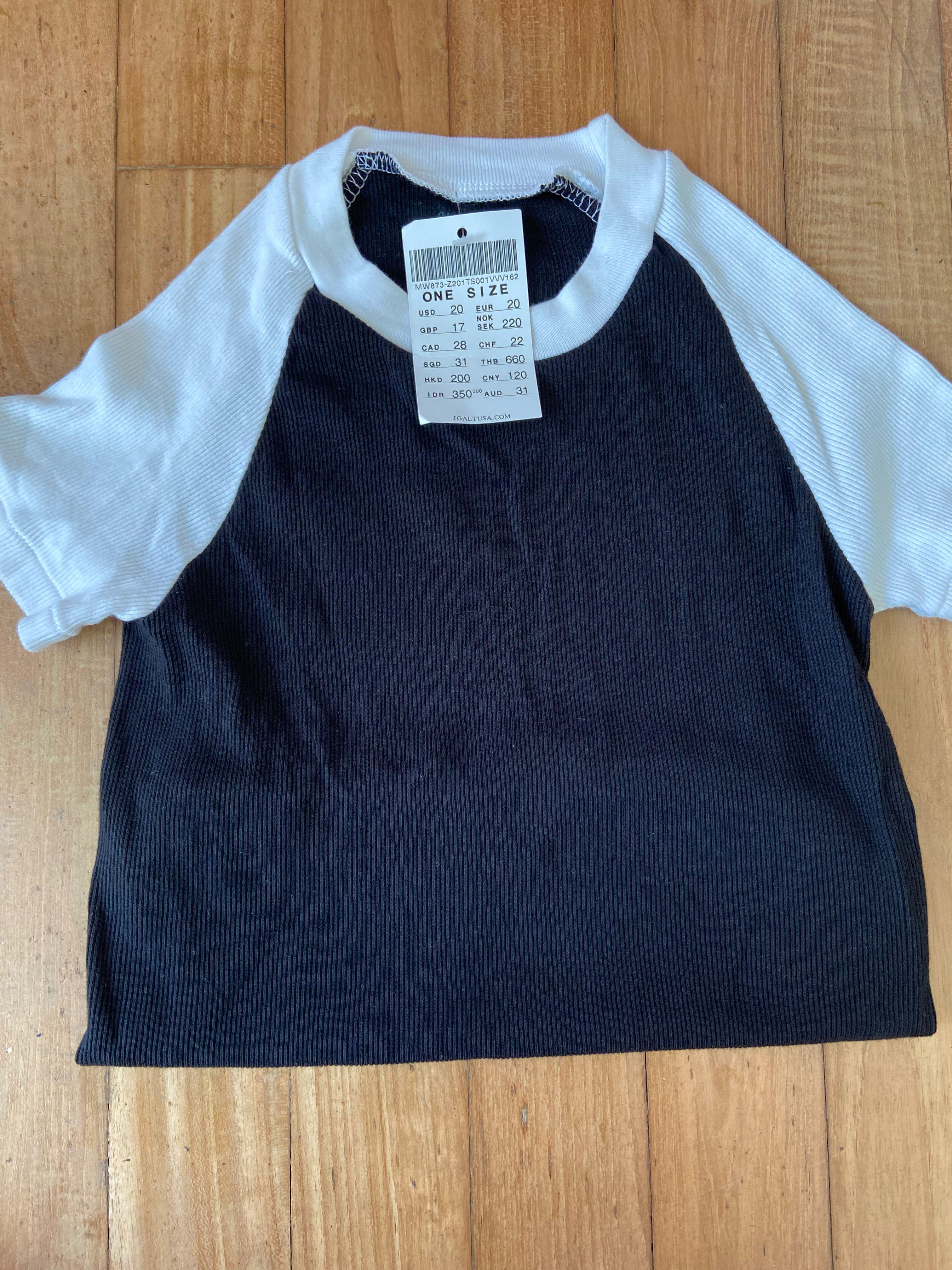 Rare Brandy Melville bella top black and white, Women's Fashion, Tops