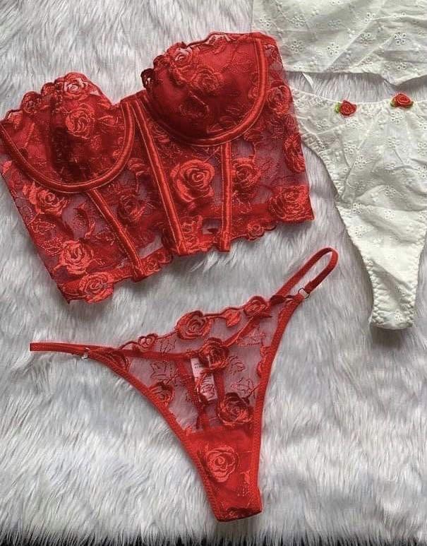 SHEIN Red Busty Underwire Lace Lingerie Women s Fashion