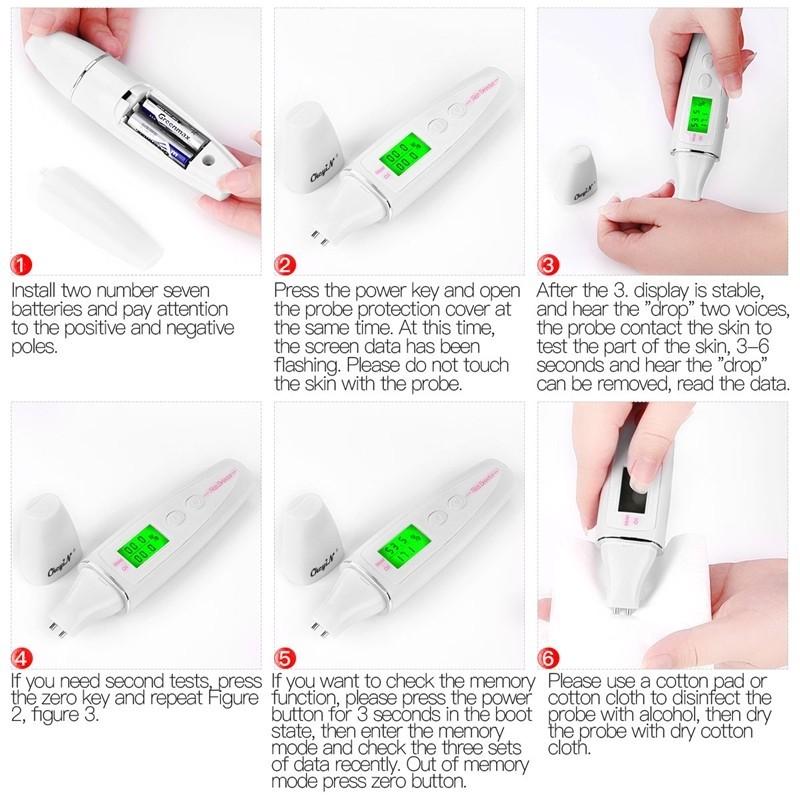 Skin Moisture Analyzer Facial Moisture Tester Pen LCD Digital Monitor