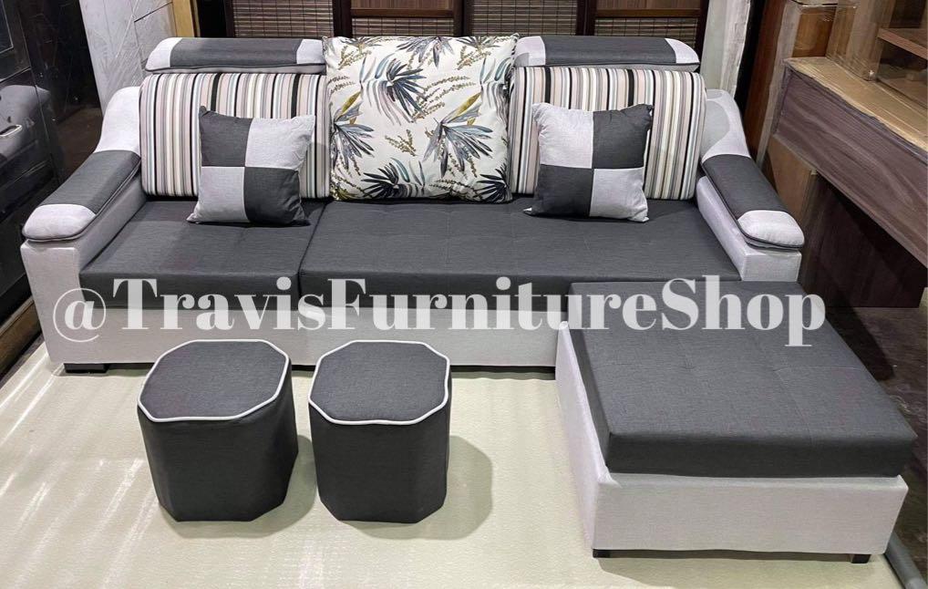 Sofa Set with Stool (Category: Sofas) located in Manila. Submitted by travisfurnitureshop (Listing ID 1097943102, Image 2). Description: Sofa with Stool Model: ED 0122 With adjustable headrest Sofa Dimension: 83L" x 33D" x 31H" Inches Square Stool: 24L" x 24D" x 24H" Inches Round Stool: 12L" x 12D" x 12H" Inches Additional Delivery Fee‼️ Depending on the Location. We Accept Cash On Delivery. Or Payment thru Unionbank or Gcash. Also available for 
