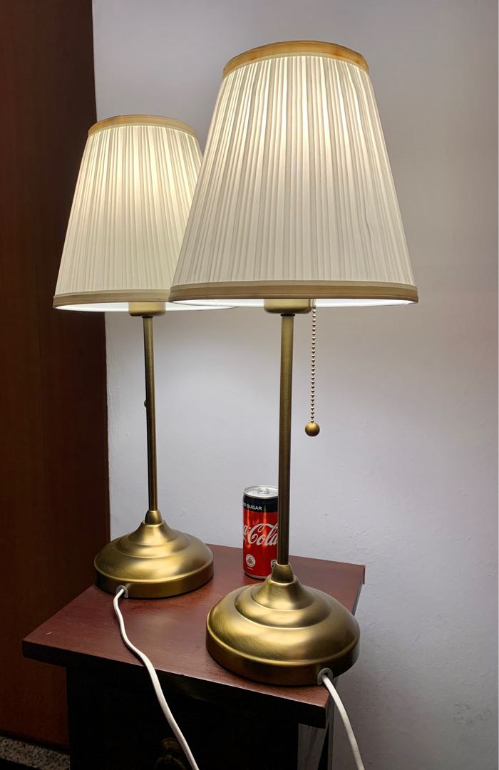 Table lamp brass gold IKEA Arstid, Furniture & Home Living, Lighting