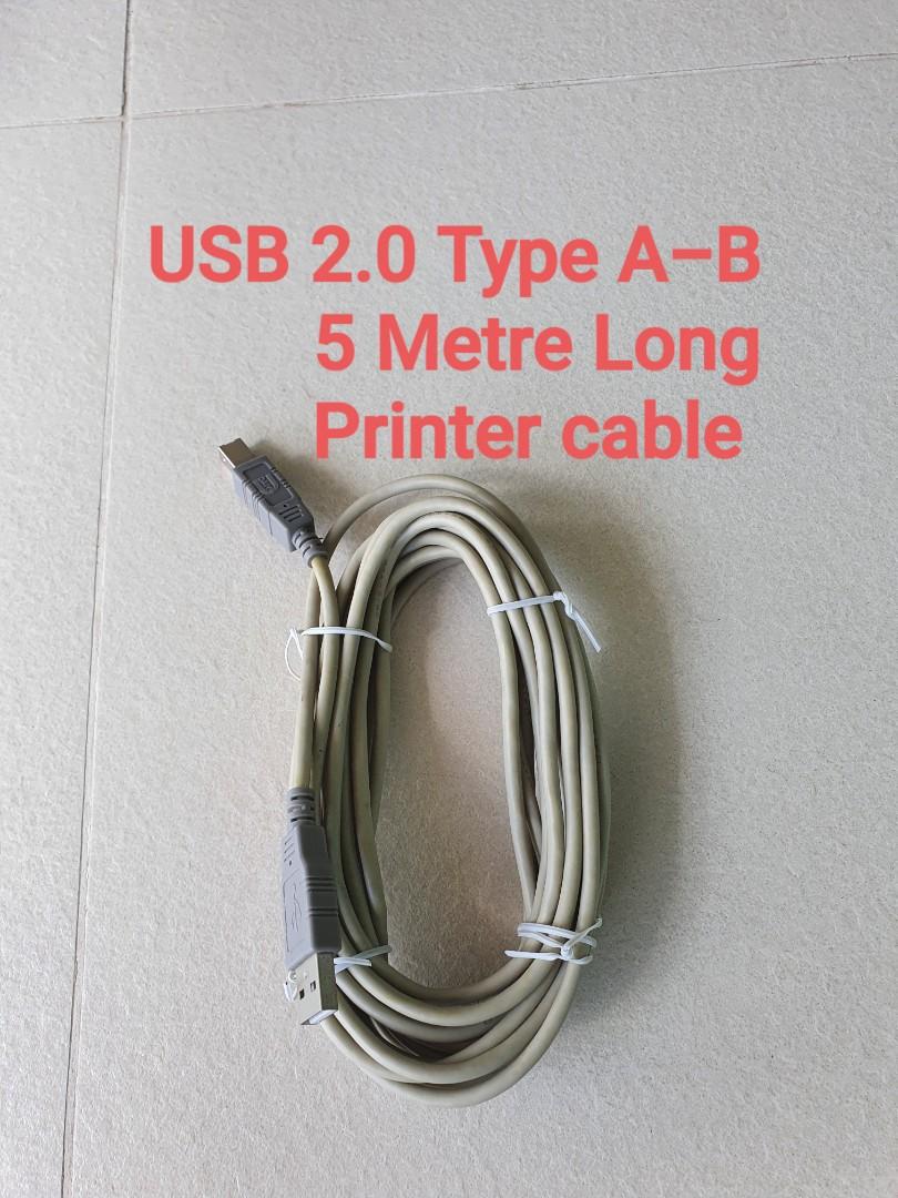 USB 2.0 printer cable 5 metre long, Computers & Tech, Parts