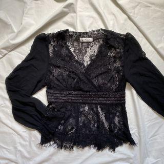 vintage black lace blouse top