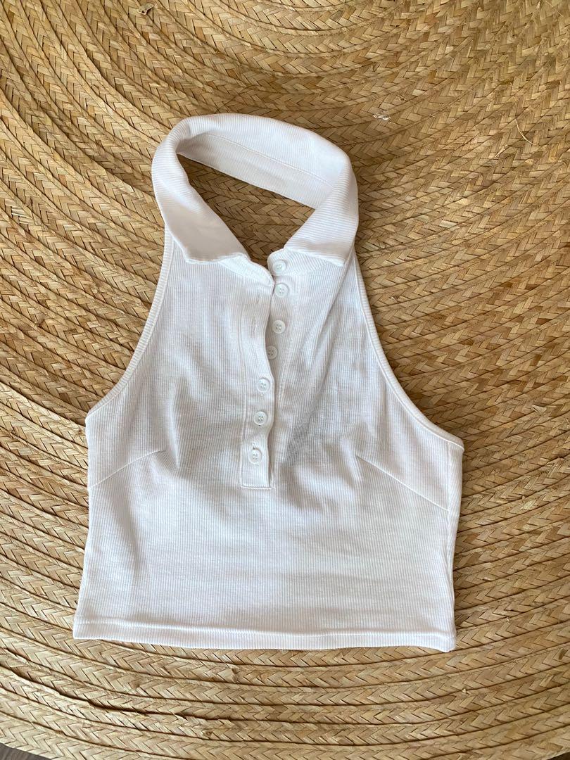 White Halter top (Category: Sleeveless) located in Cebu City. Submitted by user7259 (Listing ID 1097903613, Image 1). Description: Worn twice.