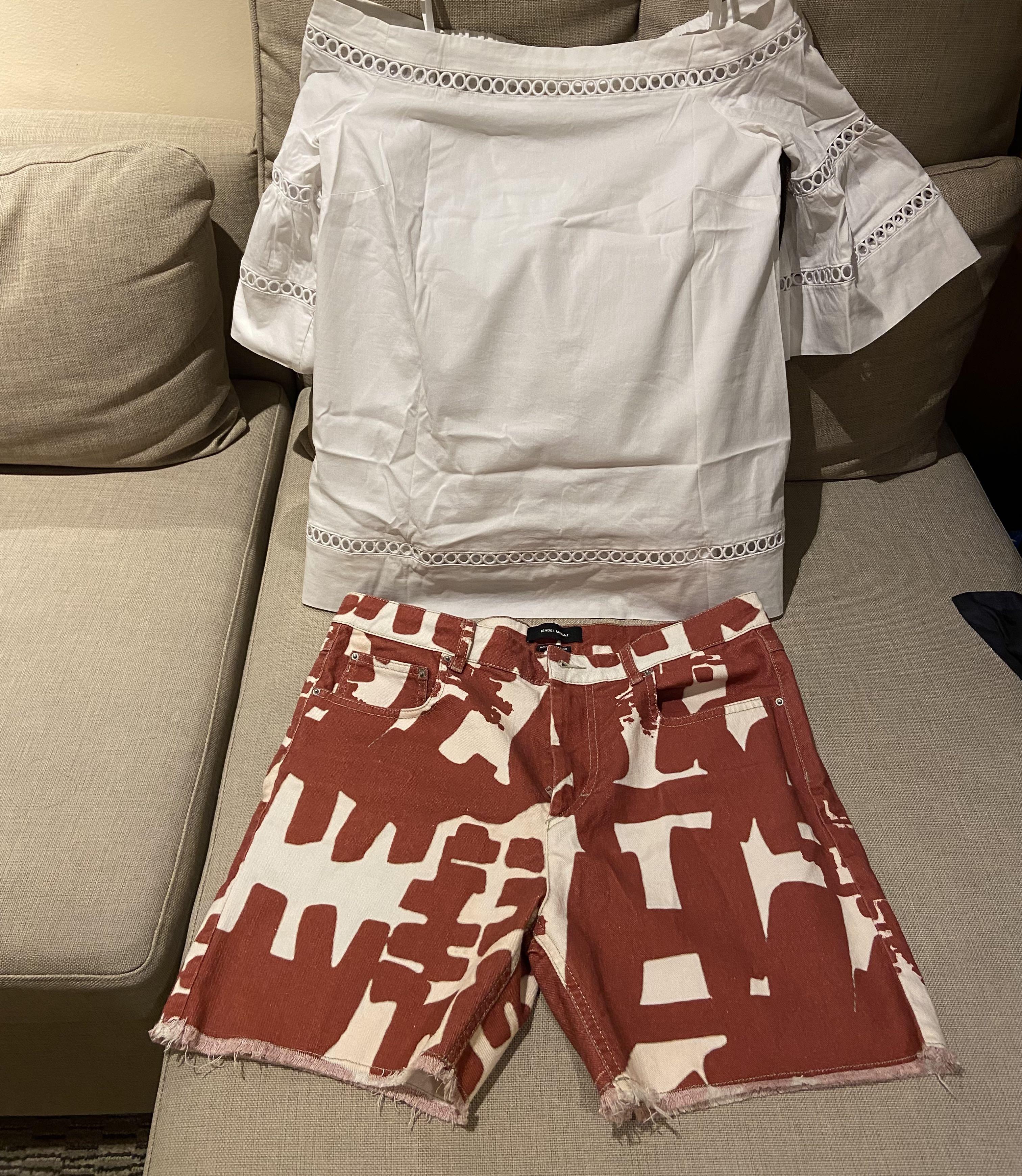 1 set Italy brand Isabel Marant shorts and Michael Kors white top, Women's Fashion, Dresses & Sets, or Coordinates on Carousell