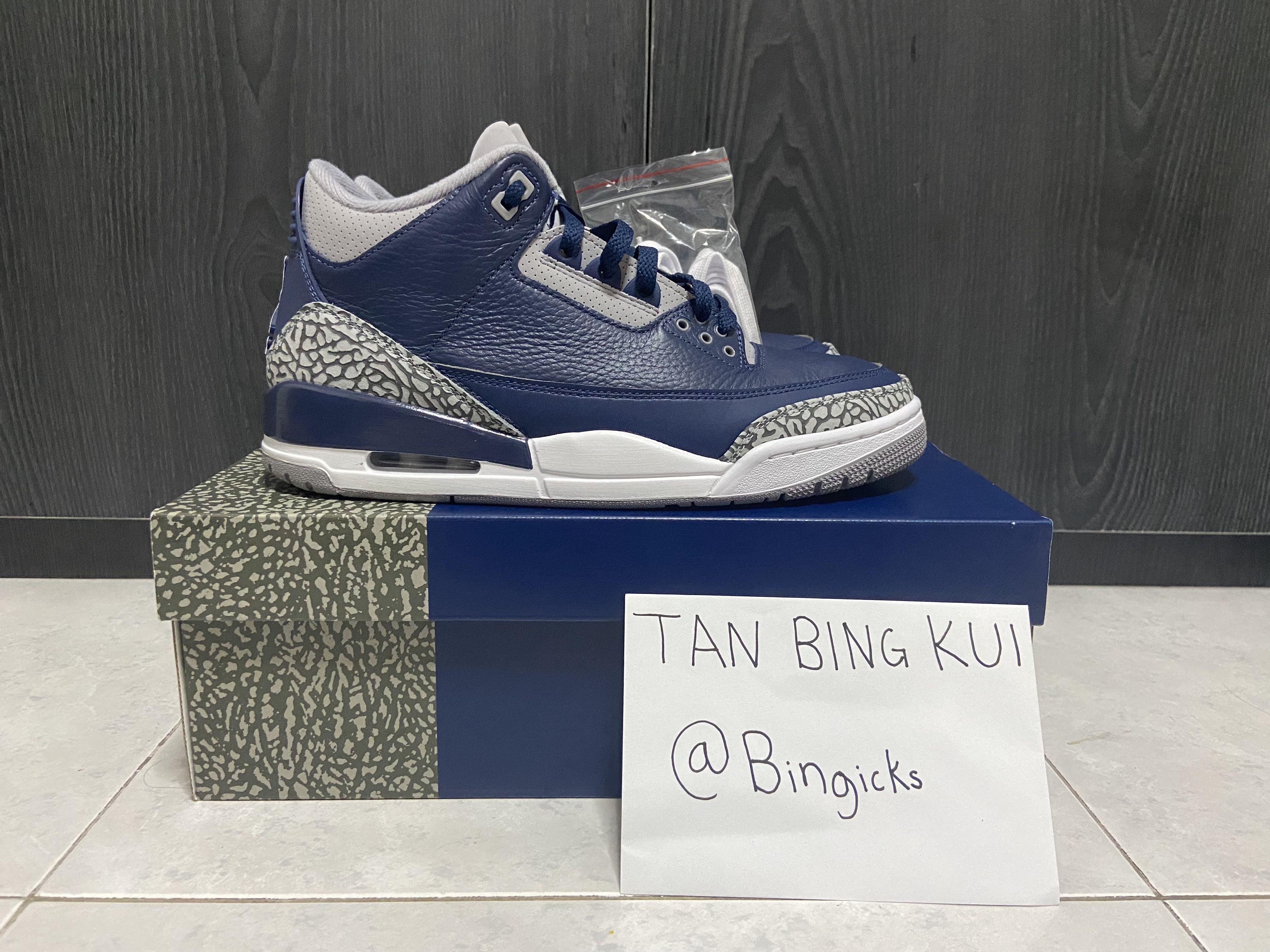 Air Jordan 3 Midnight Navy Georgetown Men s Fashion Footwear