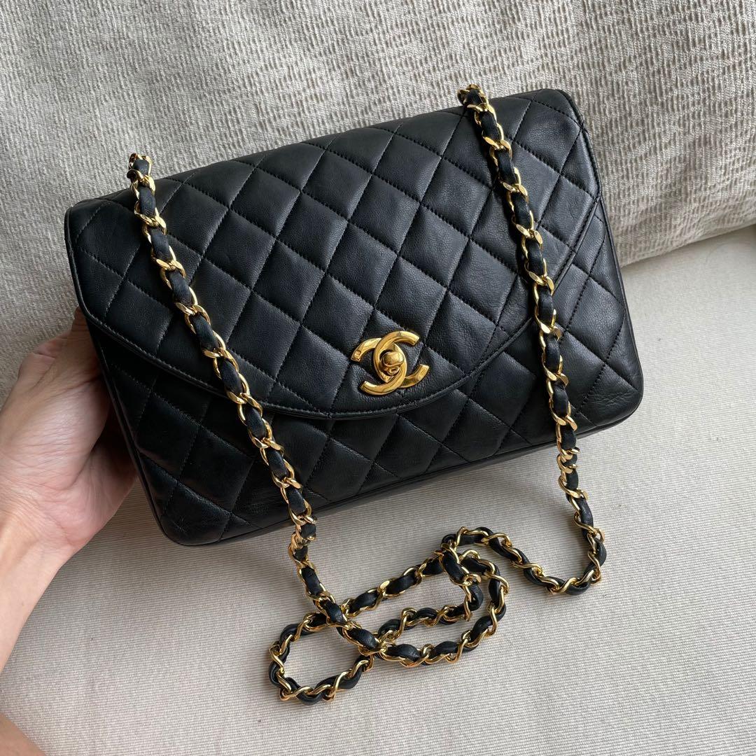AUTHENTIC CHANEL Half Moon Curved Flap Bag 24k Gold Hardware