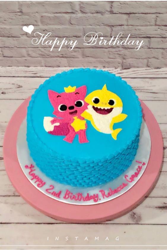 Pink Fong Baby Shark Cake Singapore/Popular Baby cakes SG - River Ash Bakery