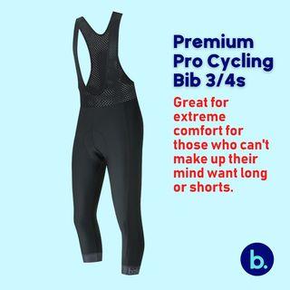 bizkut Premium PRO Cycling 3/4 Bibs Shorts Tights Bike Pants 3D Gel Padded Riding Bicycle Singapura for Men Women