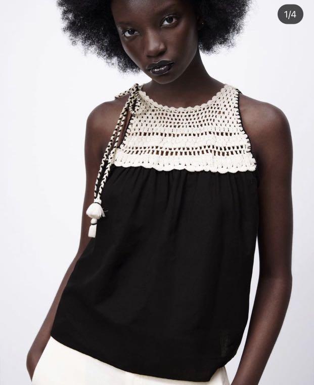 BNWT Zara crochet top Women s Fashion Tops Blouses on Carousell