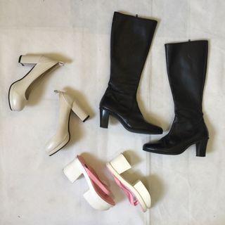 SOLD via IG follow my ig shop: @__mixfitz boots, high boots, doll shoes, barbie shoes, white heels, pink platforms