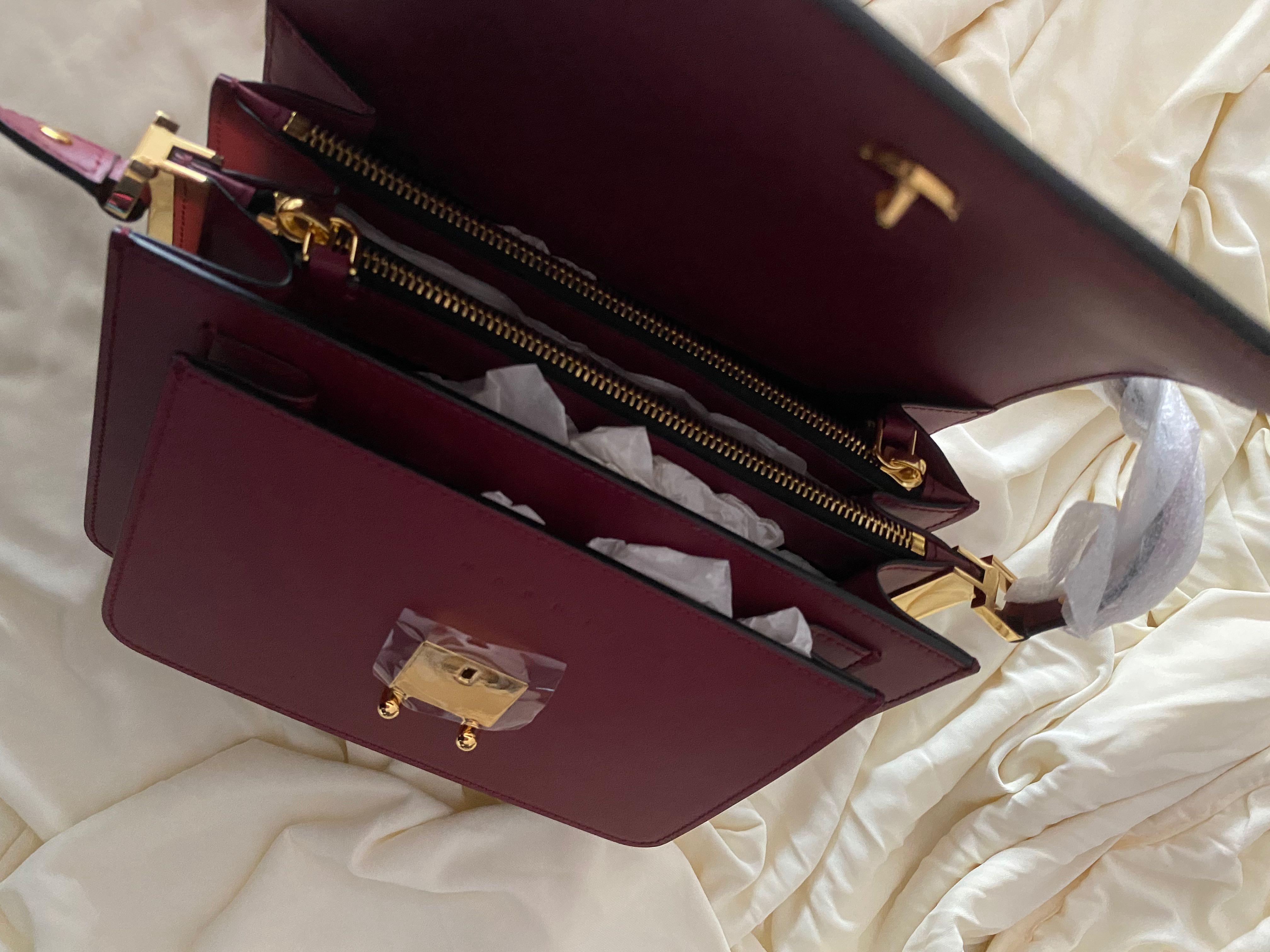 Marni trunk clearance bag burgundy