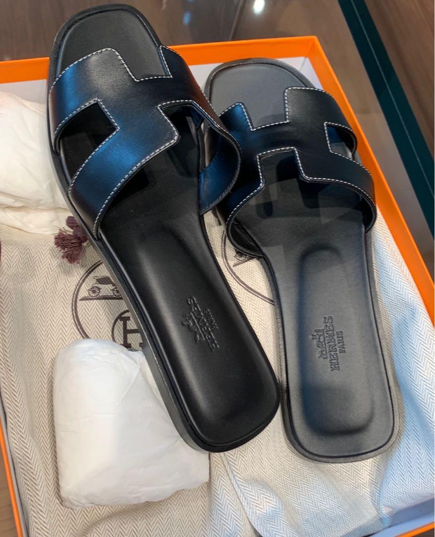 Hermes Oran Sandals in Cognac Ostrich Size 38 (Brand New
