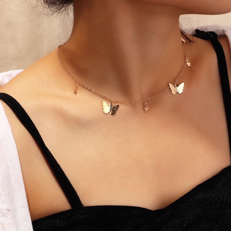 Butterfly Short Necklace Gold Silver jewellery pendant fashion cute choker korean woman accessories emas rantai RAYA 5.5 Women s Fashion Jewelry Organisers Necklaces on Carousell