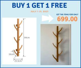 BUY 1 GET 1 for FREE! Bamboo Wood Floating Wall Shelf with Hook, Wall Decor Home Furniture
