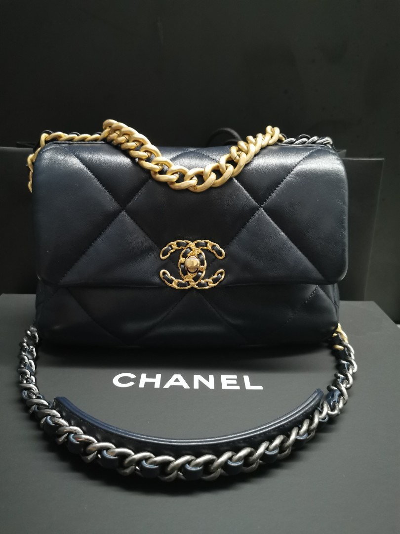 Chanel 19 small Navy Blue, Luxury, Bags & Wallets on Carousell
