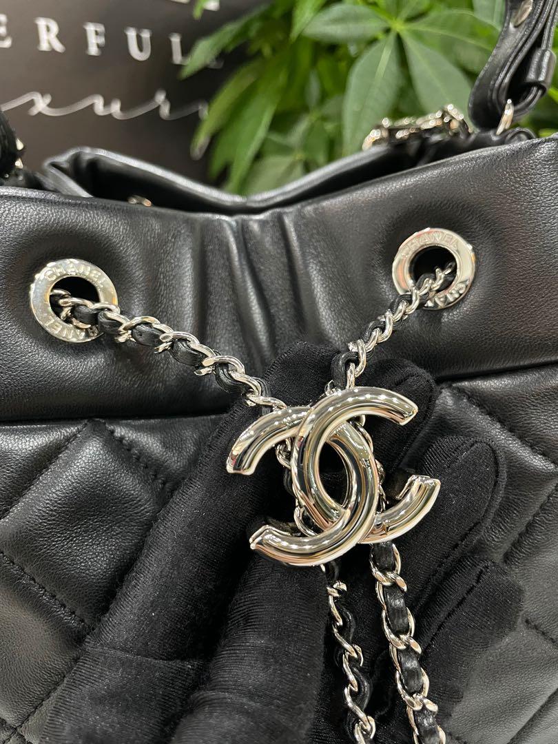Chanel Bucket Drawstring Black Lambskin Bag, Luxury, Bags & Wallets on  Carousell