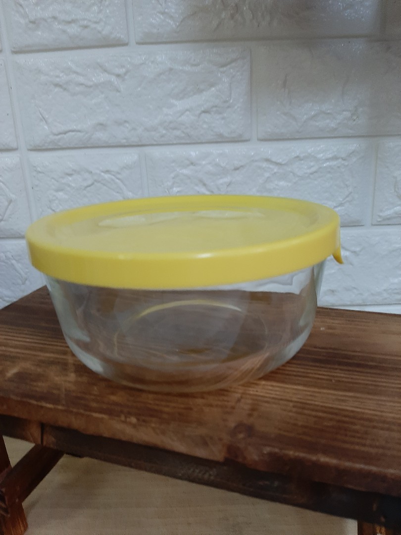 Daiso Glass Container 450ml, Furniture & Home Living, Kitchenware