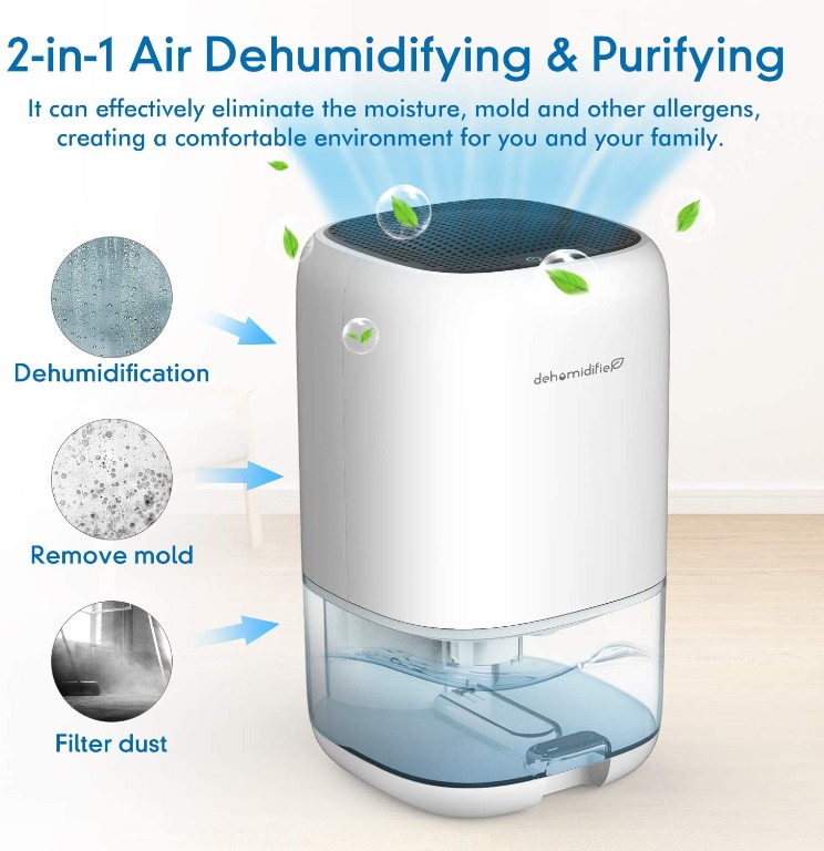 41oz Capacity Electric Dehumidifier Portable Mini Air Dehumidifiers Auto Quiet up to 220 sq ft Anti Overflow Dehumidifier for Home Bathroom Bedroom Closet Office Dehumidifier 