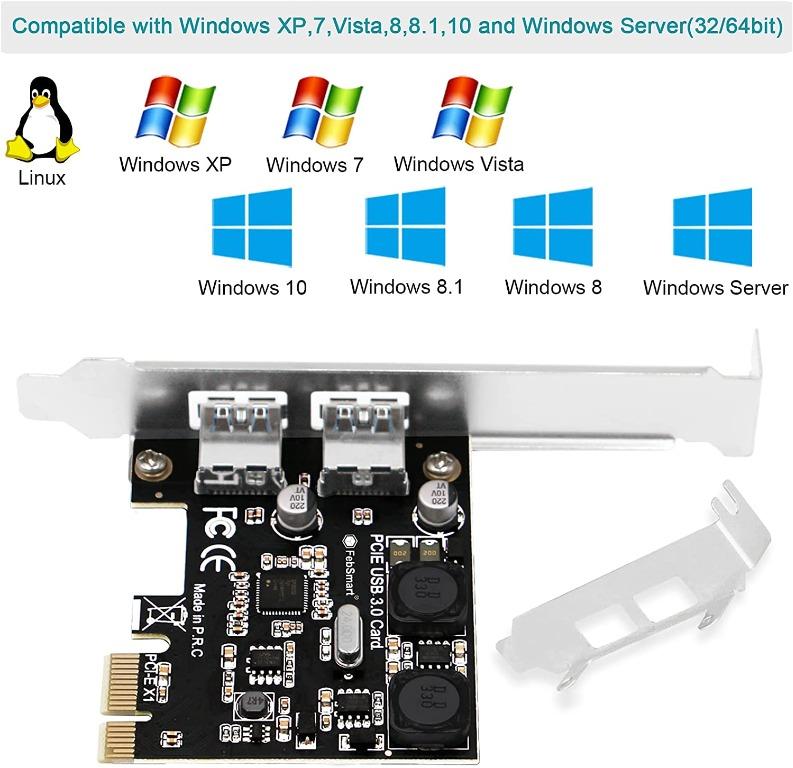 Febsmart 2 Ports Usb 3 0 Super Fast 5gbps Pci Express Pcie Expansion Card For Windows Server Xp 7 Vista 8 8 1 10 Pcs Build In Self Powered Technology No Need Additional Power Supply Fs U2 Pro Computers Tech Parts Accessories Other Accessories