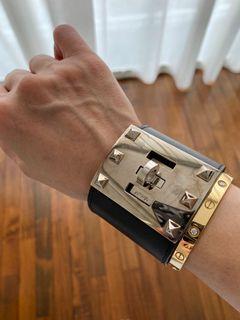 Hermes Clic H Bracelet Palladium-tone PM Noir in Palladium-tone with  Palladium-tone - US