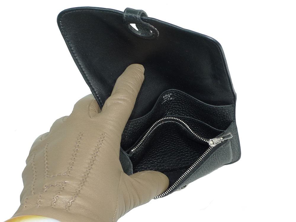 Hermès Black Veau Togo Leather Dogon Comapct Wallet Palladium Hardware K  Stamp