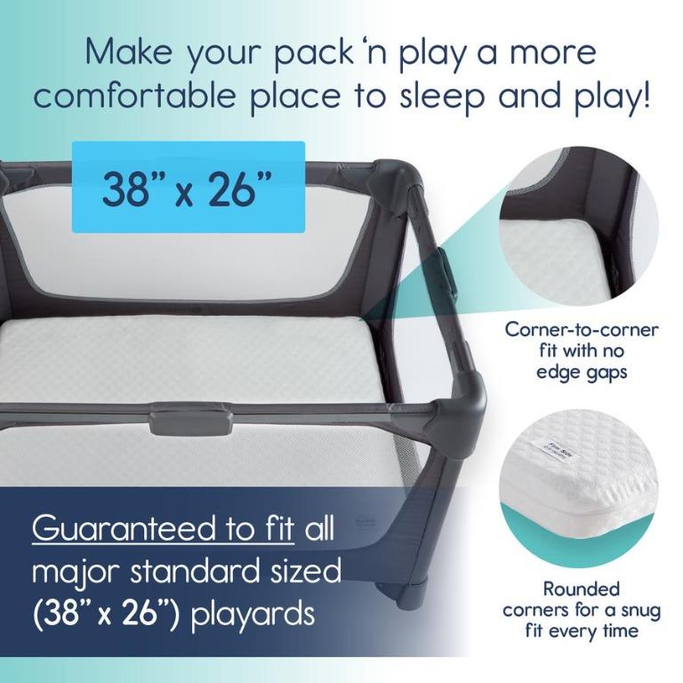 Hiccapop Dual Sided Pack n Play Mattress Pad 38 x 26 x 3.25 in