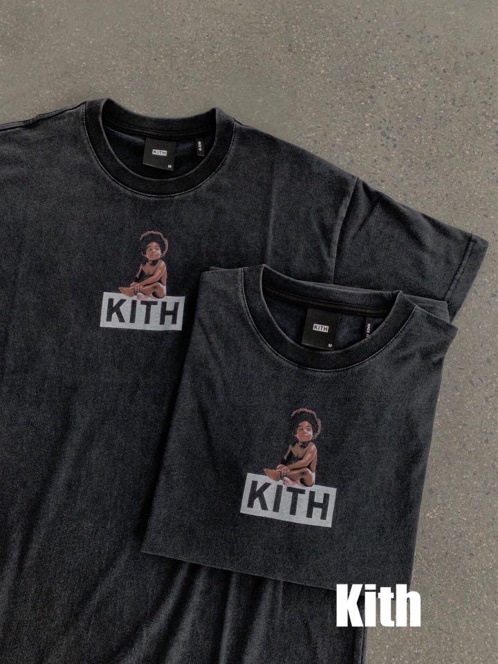 KITH kids box logo washed short sleeve 1.8, Men's Fashion, Tops