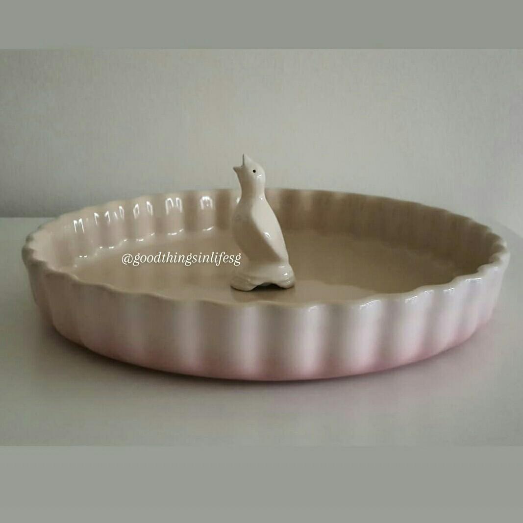 Le Creuset Fluted Flan Dish+Pie Bird Set (Cerise/ Shell Pink