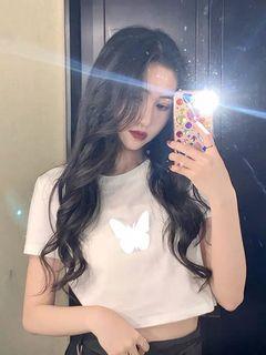 MAILED $7 Butterfly White Crop Top