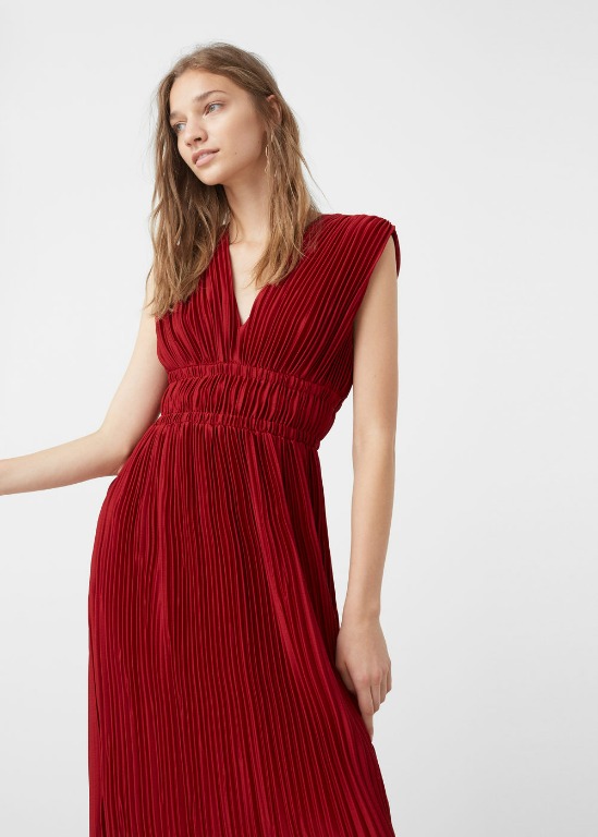 Mango red pleated dress store
