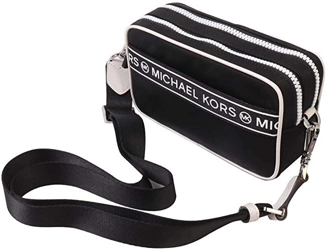 Afordabags - BAG # 2632 P5,000 BATCH 68: On hand MICHAEL KORS KENLY SMALL  CAMERA CROSSBODY BAG BLACK WHITE NYLON LEATHER $278 Approximate  Measurements: 8 L X 5H x 3” D Beautiful