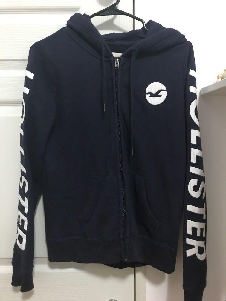 Hollister grey zip up hoodie Clearance